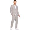 COOFANDY Men’s 2 Piece Linen Suits Set Regular Fit Casual Lightweight Blazer Jacket and Pants(Light Grey)