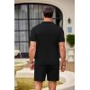 COOFANDY Men’s 2 Piece Outfit Vintage Short Sleeve Button Down Knit Polo Shirts Casual Beach Shorts Sets(Argyle-black)
