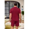 COOFANDY Men’s 2 Piece Outfit Vintage Short Sleeve Button Down Knit Polo Shirts Casual Beach Shorts Sets(Argyle-red)