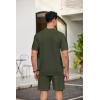COOFANDY Men’s 2 Piece Outfit Vintage Short Sleeve Button Down Knit Polo Shirts Casual Beach Shorts Sets(Army Green)