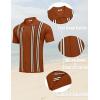 COOFANDY Men’s 2 Piece Outfit Vintage Short Sleeve Button Down Knit Polo Shirts Casual Beach Shorts Sets(Caramel)