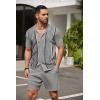 COOFANDY Men’s 2 Piece Outfit Vintage Short Sleeve Button Down Knit Polo Shirts Casual Beach Shorts Sets(Grey)