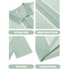 COOFANDY Men’s 2 Piece Outfit Vintage Short Sleeve Button Down Knit Polo Shirts Casual Beach Shorts Sets(Light Green)