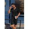 COOFANDY Men’s 2 Piece Outfits Sets Casual Short Sleeve Button Down Knit Shirt and Shorts Sets Summer Beach Outfits(Black)