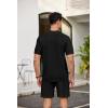 COOFANDY Men’s 2 Piece Outfits Sets Casual Short Sleeve Button Down Knit Shirt and Shorts Sets Summer Beach Outfits(Black)