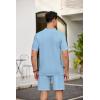 COOFANDY Men’s 2 Piece Outfits Sets Casual Short Sleeve Button Down Knit Shirt and Shorts Sets Summer Beach Outfits(Blue)