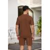 COOFANDY Men’s 2 Piece Outfits Sets Casual Short Sleeve Button Down Knit Shirt and Shorts Sets Summer Beach Outfits(Brown)