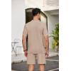 COOFANDY Men’s 2 Piece Outfits Sets Casual Short Sleeve Button Down Knit Shirt and Shorts Sets Summer Beach Outfits(Khaki)