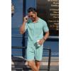 COOFANDY Men’s 2 Piece Outfits Sets Casual Short Sleeve Button Down Knit Shirt and Shorts Sets Summer Beach Outfits(Light Green)