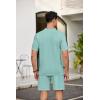COOFANDY Men’s 2 Piece Outfits Sets Casual Short Sleeve Button Down Knit Shirt and Shorts Sets Summer Beach Outfits(Light Green)