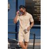 COOFANDY Men’s 2 Piece Outfits Sets Casual Short Sleeve Button Down Knit Shirt and Shorts Sets Summer Beach Outfits(Light Khaki)