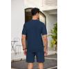 COOFANDY Men’s 2 Piece Outfits Sets Casual Short Sleeve Button Down Knit Shirt and Shorts Sets Summer Beach Outfits(Navy Blue)