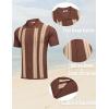 COOFANDY Men’s 2 Piece Outfits Summer Short Sets Vintage Knit Button Down Shirt Short Sleeve Polo Casual Beach Suits(Brown)