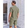 COOFANDY Men’s 2 Piece Short Set Cuban Guayabera Shirts Short Sleeve Casual Beach Outfits Set(Army Green)