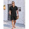 COOFANDY Men’s 2 Piece Short Set Cuban Guayabera Shirts Short Sleeve Casual Beach Outfits Set(Black)