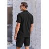 COOFANDY Men’s 2 Piece Short Set Cuban Guayabera Shirts Short Sleeve Casual Beach Outfits Set(Black)
