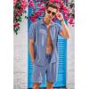 COOFANDY Men’s 2 Piece Short Set Cuban Guayabera Shirts Short Sleeve Casual Beach Outfits Set(Dark Blue)