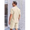 COOFANDY Men’s 2 Piece Short Set Cuban Guayabera Shirts Short Sleeve Casual Beach Outfits Set(Khaki)