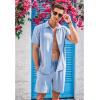 COOFANDY Men’s 2 Piece Short Set Cuban Guayabera Shirts Short Sleeve Casual Beach Outfits Set(Light Blue)