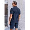 COOFANDY Men’s 2 Piece Short Set Cuban Guayabera Shirts Short Sleeve Casual Beach Outfits Set(Navy Blue)
