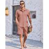 COOFANDY Men’s 2 Piece Short Set Cuban Guayabera Shirts Short Sleeve Casual Beach Outfits Set(Pink)