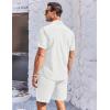 COOFANDY Men’s 2 Piece Short Set Cuban Guayabera Shirts Short Sleeve Casual Beach Outfits Set(White)