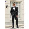 COOFANDY Men’s 2 Piece Suit Slim Fit One Button Tuxedo Jacket Pants for Wedding Prom Business(Black)