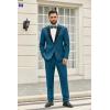 COOFANDY Men’s 2 Piece Suit Slim Fit One Button Tuxedo Jacket Pants for Wedding Prom Business(Deep Blue)
