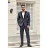 COOFANDY Men’s 2 Piece Suit Slim Fit One Button Tuxedo Jacket Pants for Wedding Prom Business(Deep Grey)