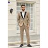 COOFANDY Men’s 2 Piece Suit Slim Fit One Button Tuxedo Jacket Pants for Wedding Prom Business(Khaki)