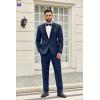 COOFANDY Men’s 2 Piece Suit Slim Fit One Button Tuxedo Jacket Pants for Wedding Prom Business(Navy Blue)