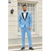 COOFANDY Men’s 2 Piece Suit Slim Fit One Button Tuxedo Jacket Pants for Wedding Prom Business(Sky Blue)