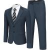 COOFANDY Men’s 2 Piece Suits Slim Fit Two Buttons Casual Blazer Jacket and Pants Set Tuxedo Suit for Wedding Prom Business(Dark Blue)