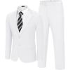 COOFANDY Men’s 2 Piece Suits Slim Fit Two Buttons Casual Blazer Jacket and Pants Set Tuxedo Suit for Wedding Prom Business(White)