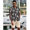 COOFANDY Men’s 2 Piece Summer Beach Outfits Tropical Short Sleeve Button Down Shirts and Shorts Hawaiian Vacation Sets(Black Flower)