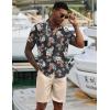 COOFANDY Men’s 2 Piece Summer Beach Outfits Tropical Short Sleeve Button Down Shirts and Shorts Hawaiian Vacation Sets(Black Flower)