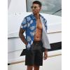 COOFANDY Men’s 2 Piece Summer Beach Outfits Tropical Short Sleeve Button Down Shirts and Shorts Hawaiian Vacation Sets(Blue White Leaf)