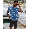 COOFANDY Men’s 2 Piece Summer Beach Outfits Tropical Short Sleeve Button Down Shirts and Shorts Hawaiian Vacation Sets(Blue White Leaf)