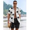 COOFANDY Men’s 2 Piece Summer Beach Outfits Tropical Short Sleeve Button Down Shirts and Shorts Hawaiian Vacation Sets(Coconut Tree White)