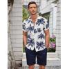 COOFANDY Men’s 2 Piece Summer Beach Outfits Tropical Short Sleeve Button Down Shirts and Shorts Hawaiian Vacation Sets(Coconut Tree-white)