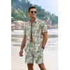COOFANDY Men’s 2 Piece Summer Beach Outfits Tropical Short Sleeve Button Down Shirts and Shorts Hawaiian Vacation Sets(Green – Leaf)