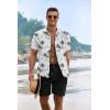 COOFANDY Men’s 2 Piece Summer Beach Outfits Tropical Short Sleeve Button Down Shirts and Shorts Hawaiian Vacation Sets(Island Blue)
