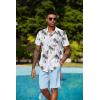COOFANDY Men’s 2 Piece Summer Beach Outfits Tropical Short Sleeve Button Down Shirts and Shorts Hawaiian Vacation Sets(Island Light Blue)