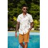 COOFANDY Men’s 2 Piece Summer Beach Outfits Tropical Short Sleeve Button Down Shirts and Shorts Hawaiian Vacation Sets(Island Sailboat Orange)