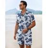COOFANDY Men’s 2 Piece Summer Beach Outfits Tropical Short Sleeve Button Down Shirts and Shorts Hawaiian Vacation Sets(Leaf Blue White)