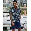 COOFANDY Men’s 2 Piece Summer Beach Outfits Tropical Short Sleeve Button Down Shirts and Shorts Hawaiian Vacation Sets(Navy Green Leaf)