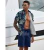 COOFANDY Men’s 2 Piece Summer Beach Outfits Tropical Short Sleeve Button Down Shirts and Shorts Hawaiian Vacation Sets(Navy Green Leaf)