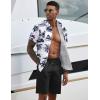 COOFANDY Men’s 2 Piece Summer Beach Outfits Tropical Short Sleeve Button Down Shirts and Shorts Hawaiian Vacation Sets(Navy Palm Leaf)