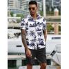COOFANDY Men’s 2 Piece Summer Beach Outfits Tropical Short Sleeve Button Down Shirts and Shorts Hawaiian Vacation Sets(Navy Palm Leaf)