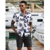 COOFANDY Men’s 2 Piece Summer Beach Outfits Tropical Short Sleeve Button Down Shirts and Shorts Hawaiian Vacation Sets(Navy Palm Leaf)